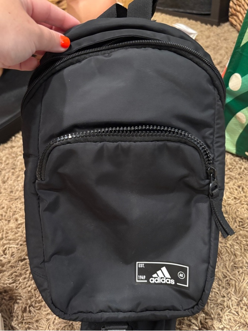 adidas Black Sling Belt Bag with Front Zip Pocket